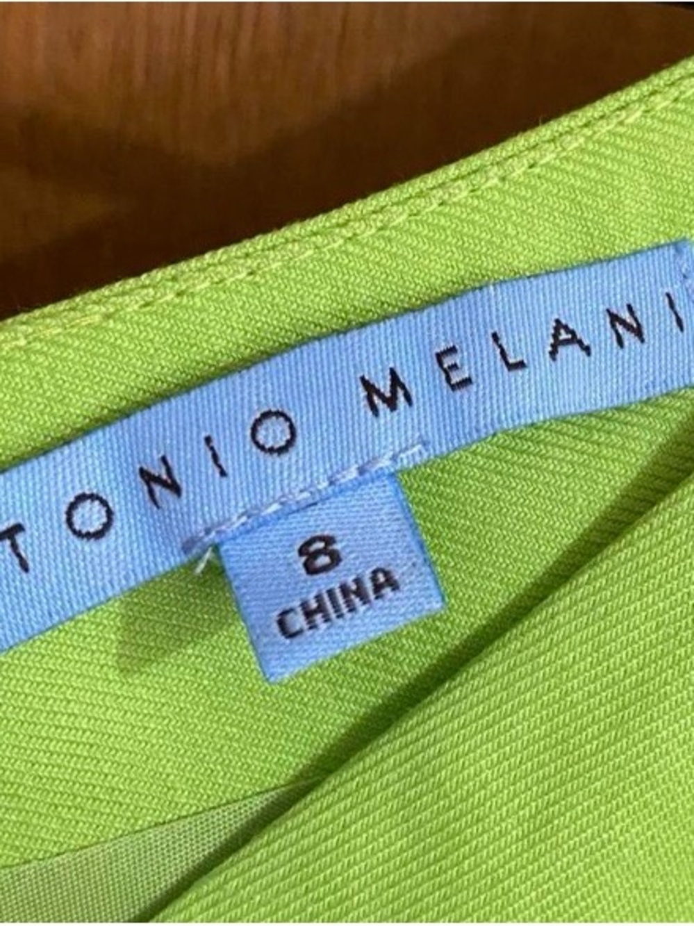ANTONIO MELANI Lime Green Sleeveless V-Neck Sheath Dress - Picture 2 of 5